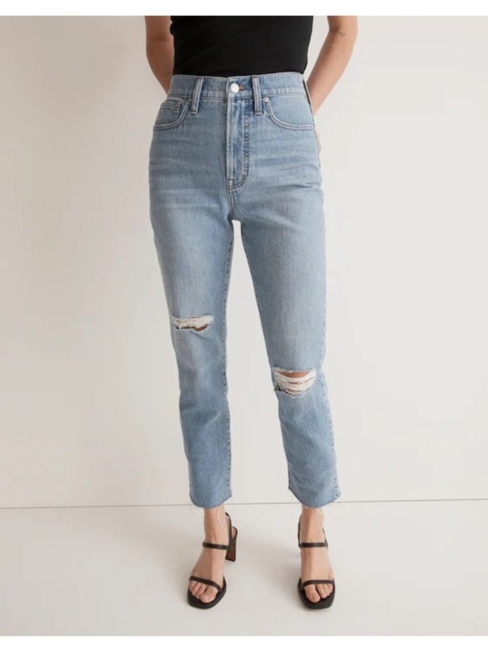 Madewell The Perfect Vintage Jean High Rise Light Wash Distressed Hem
